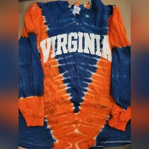University Virginia Cavaliers Shirt Adult Orange Blue Tie Dye Long Sleeve XXL